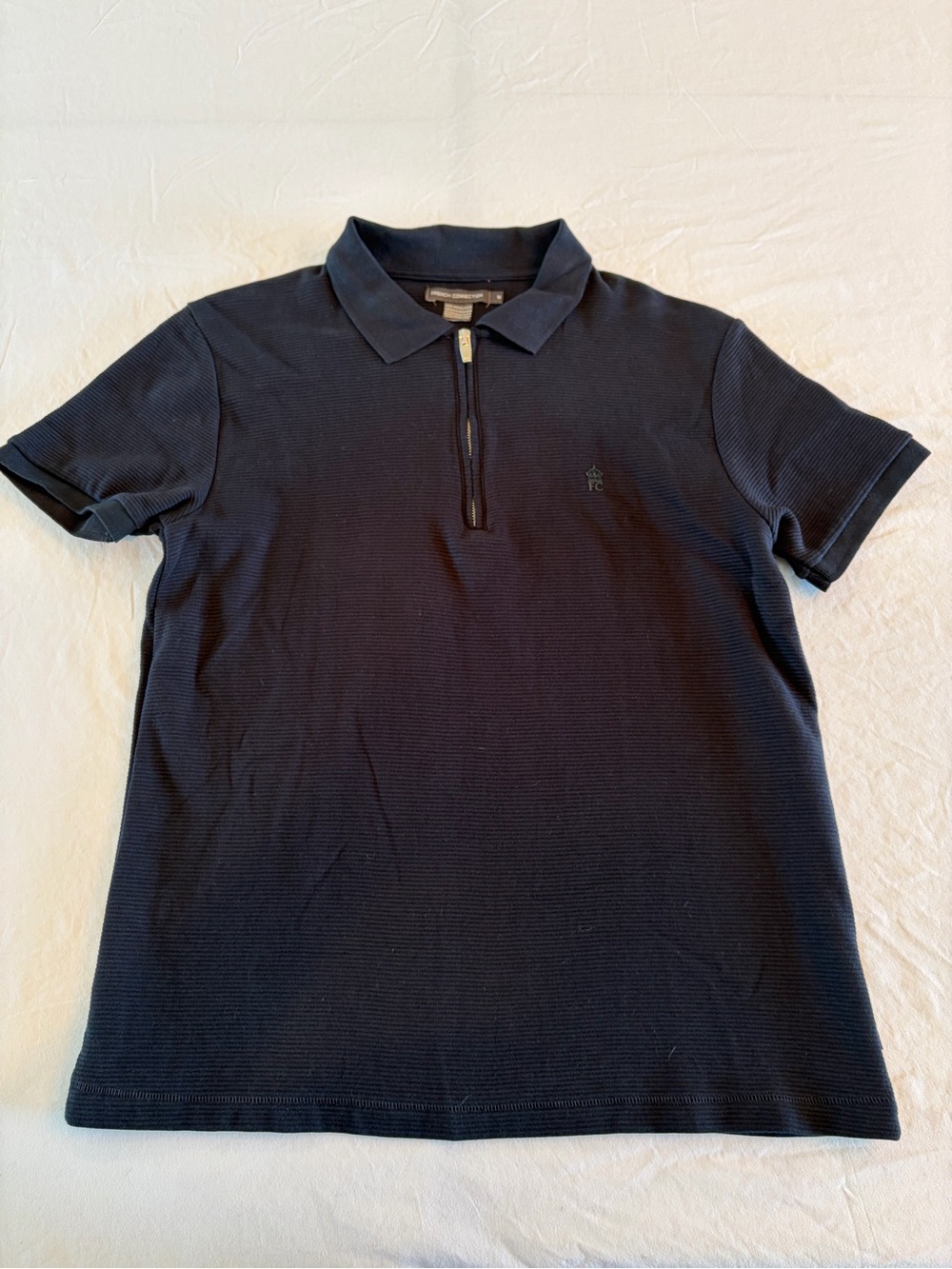 French Connection Black Short Sleeve Zip Polo